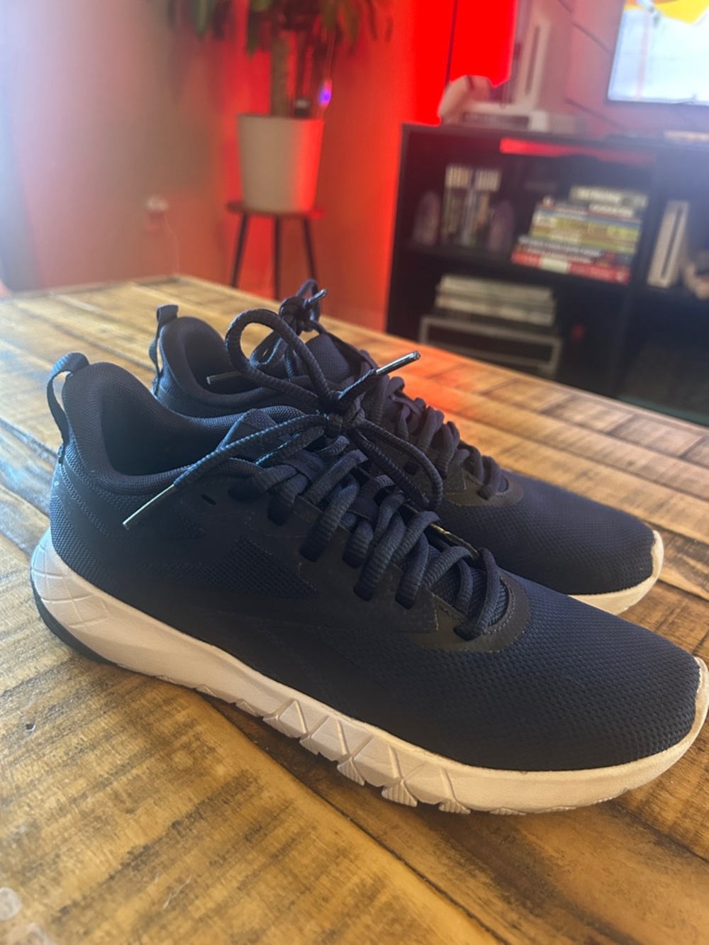 Reebok Flexagon Force 4 Mens Blue Canvas Athletic Cross Training Shoes